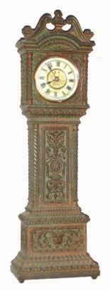 C.1900, Ansonia Clock Co., GRANDFATHER, as-found, mini novelty tall case with 1-day timepiece mov't. — Antique Clocks Price Guide