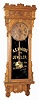 C.1900, Wm. L. Gilbert, SALISBURY, highly decorative oak cased wall clock, with original advertising glass for A. E. Rogers, The Jeweler, 215 Lackawanna Ave, Scranton, PA,