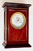 C.1890, French, Chas, Delagrave, Paris, WORLD TIME clock in a mahogany case; with an interesting porcelain dial depicting the entire globe, and a second outer dial that rotates counter-clockwise and indicates the time in approx 80 of the world's major cities, including Zanzibar, Medina, Mocha, Astrakhan, Bokhara and Tobolsk. Dial dia = 5.5" Bell strike, pendulum mov't.