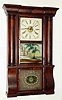 C.1850, Forestville Mfg. Co., (J. C. Brown label), 8-day time/strike column and cornice shelf clock.