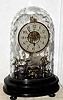C.1920, French, Bulle. Battery clock with 24 hour dial, under cut crystal dome with floral pattern.