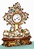 C.1810, French, Henry Marc, Paris, porcelain mantel clock on original gilt base.