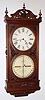 C.1880, Ithaca Calendar Clock Co., New York, Regulator No. 1, often called the "No. 1 Hanging Bank Clock" double dial perpetual wall calendar, 2-wt, in fancy walnut case.