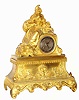 C.1840, French, Gilt Bronze Figural clock of a maiden in dress with mandolin, and with a good bell strike, silk thread suspension mov't.