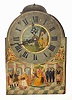 C.1800, Dutch, Movement and Dial, Animated, 1-day time and strike, 3 figures with arms that move as the clock ticks, titled SOLOMON'S VERDICT.