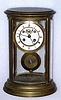 C.1900, French, OVAL 4-GLASS, or crystal regulator with open escapement and bell strike.