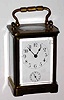 C.1900, French, Brass Cased Carriage clock, time and alarm, in a plain Corniche case, and with cylinder-platform.