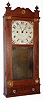 C.1835, Unsigned, New York State, pilaster and splat shelf clock with drawer in bottom, brass case trim, wooden groaner mov't.