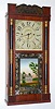 C.1840, Pratt and Frost, Reading, Mass, half column and splat, with 30 hour groaner movement [wooden], note columns with gilt trim,