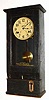 C.1940, Simplex Time Recorder Co., Gardner Mass, Model T10-R3, heavy oak cased time punch clock with large double spring time only movement advancing a double wheel hour and minute time punch mechanism in the base.