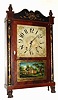 C.1832, Olcott Cheney, Middletown, Conn., 30-hour time/strike wood movement half column and splat shelf clock.