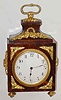 C.1890, French, Carriage clock, in the capucine style of an officers travel clock, with burled veneer and gilt ormolu mounts.