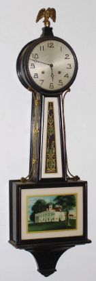 New Haven Clock Co., WILLARD model banjo, 8-day time and strike, spring movement. C.1928. — Antique Clocks Price Guide