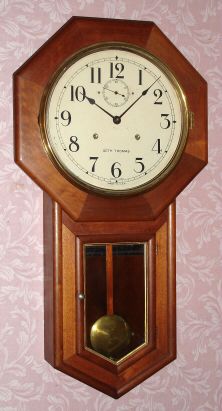 Seth Thomas Clock Co., WORLD model, walnut long drop octagon timepiece, 15-day. C. 1921. — Antique Clocks Price Guide