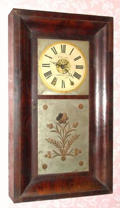 Chauncey Jerome, Bristol, Conn, "OG" shelf clock, 8-day time and strike, 2-weight in mahogany. C. 1845. — Antique Clocks Price Guide