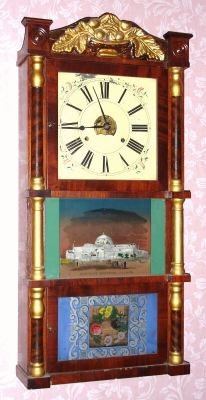 Birge, Peck and Co, Bristol, Conn, triple deck shelf clock, 8-day, 2-wt, time and strike. C.1850. — Antique Clocks Price Guide