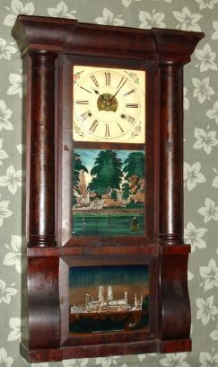 Birge, Peck and Co., Column and Cornice shelf clock, 8-day, 2-wt, time and strike with large strap brass movement. C. 1850. — Antique Clocks Price Guide