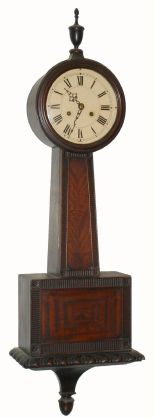 German, Mahogany cased banjo clock, 8-day time and strike with 8-day going barrel movement with rack striking on a gong. C.1920. — Antique Clocks Price Guide