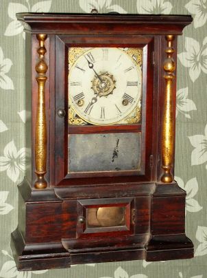 Atkins Clock Co., Bristol, Conn, LONDON model rosewood shelf clock, time, strike and alarm, 8-day spring. C.1863. — Antique Clocks Price Guide