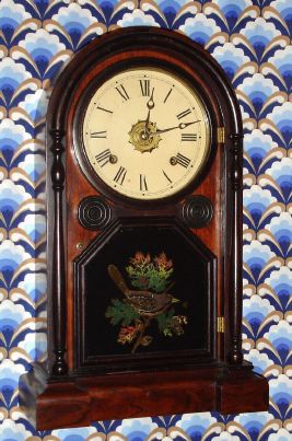 Welch, Spring and Co., Forestville, Conn., "ITALIAN No.1", rosewood shelf clock, 8-day, time, gong strike and bell alarm, spring. C.1878. — Antique Clocks Price Guide
