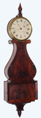 Skinner and Seward, Boston, Mass, mahogany lyre banjo with 8-day weight movement. C.1832. — Antique Clocks Price Guide