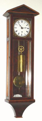 Modern, Austrian repro of a mini Dachluhr, single weight, 1-day duration, with a marking on the movement of Lenzkirch AGU (someone has the orig stamp in his drawer). C.1995. — Antique Clocks Price Guide