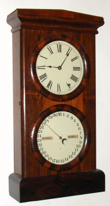 Seth Thomas Clock Co, "PARLOR CALENDAR No. 3", rosewood cased double dial perpetual calendar clock, time and gong strike, 8-day. C.1879. — Antique Clocks Price Guide