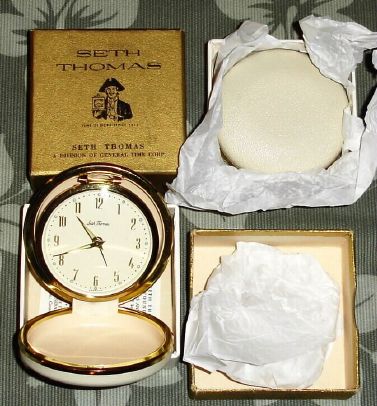Seth Thomas, TRIPMAID, travel alarms (LOT OF TWO), new old stock, never put into service, with original guarantee slips. C.1956. — Antique Clocks Price Guide
