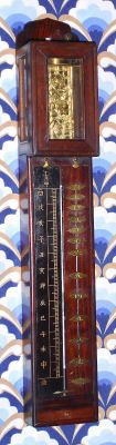 Japan, Meiji period, Shitan wood pillar clock, time only, weight driven, skeletonized front plate, and with duplex scales, the left side with a fixed scale European system 24 equal hours and with half hour markings also, and the right with movable Japanese characters to allow for the changing length of day. Balance/verge escapement C.1870. — Antique Clocks Price Guide