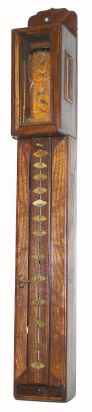 Japanese, late Edo Period, Shitan wood pillar timepiece, weight driven, with traditional time scale bearing 13 movable cuneiform numerals to adjust for the varying length of the sun-lit day. C.1850. — Antique Clocks Price Guide