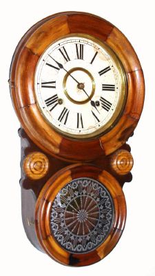 Ansonia Clock Co., "8-Inch Kobe Mosaic", 8-day time/strike wall clock. Circa 1901. — Antique Clocks Price Guide