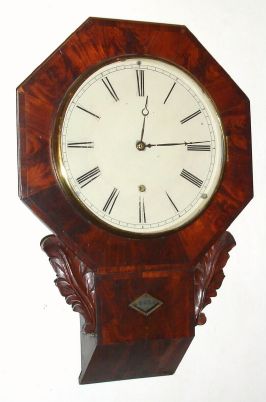 Chauncey Jerome, New Haven, Conn, 8-day single fusee drop octagon wall timepiece. Circa 1850. — Antique Clocks Price Guide