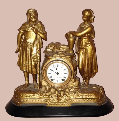 Seth Thomas' Sons and Co., NY, "No. 8003" (Rebecca at the Well), 15-day time and bell strike figural mantel clock, figure incomplete Circa 1872 — Antique Clocks Price Guide