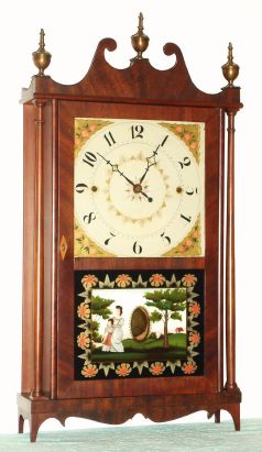 Norris North, Torrington, Conn., 30-hour time/strike pillar and scroll clock, 2-wt, circa 1825 — Antique Clocks Price Guide