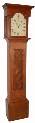 Connecticut 30 hr, wooden works tall clock, unsigned, w/ Riley Whiting type movement, 2-wt, 30-hr, C.1825 — Antique Clocks Price Guide