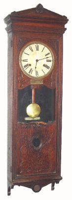 Bundy Time Recording Co., Binghampton, NY, type 1-C oak cased clock, WITHOUT lower recording mechanism, C.1898 — Antique Clocks Price Guide