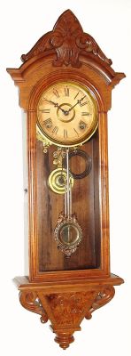 F. Kroeber Clock Co., "Regulator No. 31", 8-day time/strike wall clock. Circa 1881 — Antique Clocks Price Guide