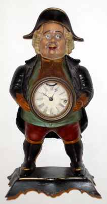 Bradley and Hubbard, Iron cased "CONTINENTAL" blinker, or moving eye novelty clock, 30 hour time only, C.1860 — Antique Clocks Price Guide