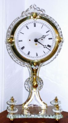 German, a small, cut crystal mantel or desk clock, with a small pendulette movement, and a frosted glass dial, C.1900 — Antique Clocks Price Guide