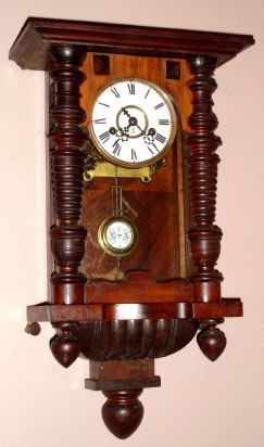 Gustav Becker, small spring R/A regulator style wall clock, 8-day time and gong strike. Circa 1900. — Antique Clocks Price Guide