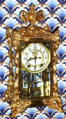 Ansonia Clock Co., "VISCOUNT" 4-glass crystal regulator, 8-day gong strike with open escapement on the dial center, C.1905. — Antique Clocks Price Guide