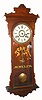 Welch, Spring and Co., SEMBRICH, time and gong strike wall clock, in black walnut, with ad glass for STARR, the Jeweler. C. 1885.