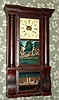 Birge, Peck and Co., Column and Cornice shelf clock, 8-day, 2-wt, time and strike with large strap brass movement. C. 1850.