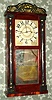 Luman Watson, Cincinnati, Ohio, stenciled half column and splat shelf clock, with time and strike Groaner movement, 1-day, mahogany case. C.1830.