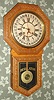 Sessions Clock Co., Forestville, Conn, "STAR POINTER", pressed oak, long drop octagon school calendar, 8-day time and strike, With E. N. Welch label on rear. C.1904.