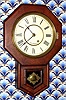 Seth Thomas Clock Co., "DROP OCTAGON 10 INCH", oak cased, short drop school clock, time only. C.1906.