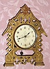 E. N. Welch Mfg., Forestville, Conn, CHALET, cast bronze case with pivoted pendulum movement, rear wind,, spring, 8-day. C.1880.