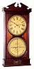 Ithaca Calendar Clock Co, Ithaca, N.Y., "NO. 2 REGULATOR" or "HANGING BANK CLOCK" model, double dial perpetual calendar, 8 day 2-wt duplex time mvt in walnut case with oil finish and two 12" dials, weight driven, serial No. 1933 (less base). C. 1880.