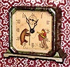 Keebler Clock Co., Philadelphia, PA, ORGAN GRINDER animated alarm clock, showing the grinders arm playing the organ briskly, opposite a bear in dance pose. C.1930.