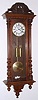 German, Gustav Becker, 2-Wt Vienna Regulator, serial No. 1089648, in a walnut case with fluted side columns, 8-day gong striking, case with restorations, C.1895.